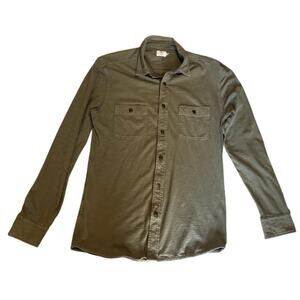 FAHERTY Brand Long Sleeve Button-Up Shirt in Olive Green (Size M)